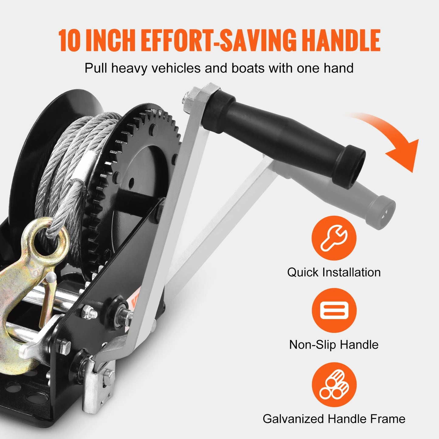 SucceBuy Hand Winch Heavy Duty Rope Crank Two Way Ratchet