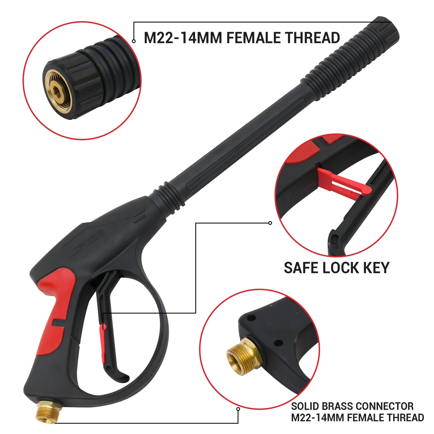 High Pressure Washer Gun 4000 PSI With Quick Connect Nozzles