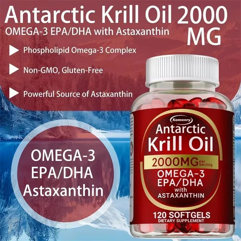Xemenry Antarctic Krill Oil Capsules With Omega 3 EPA DHA