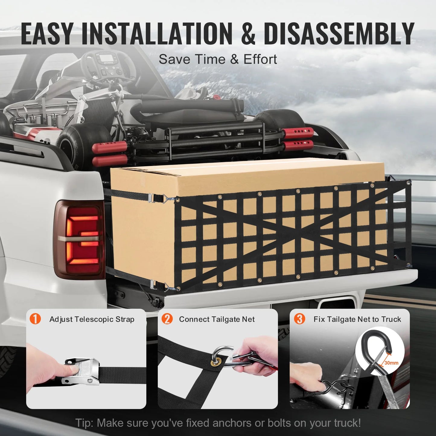Universal Car Trunk Net Mesh With Telescopic Straps Cargo Organizer