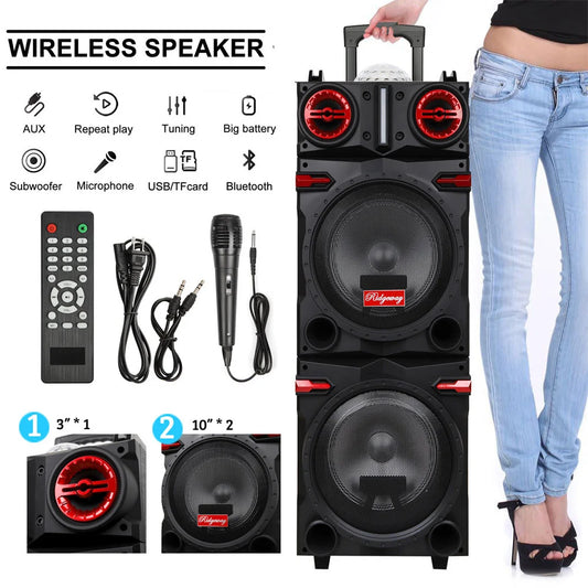 CURUK 9000W Portable Bluetooth Speaker Dual 10 Subwoofers