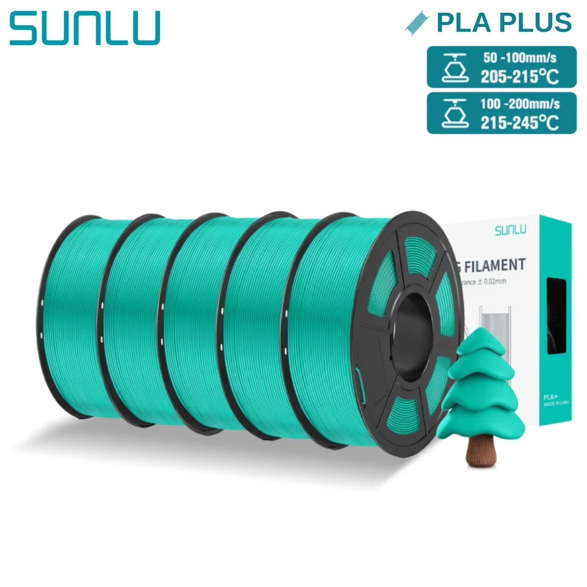SUNLU 5KG PLA/ PLA Plus Filaments 5 Rolls 3D Filament 1KG/roll 1.75mm 100% Filament Lines Up Neatly For 3D Printing From EU US