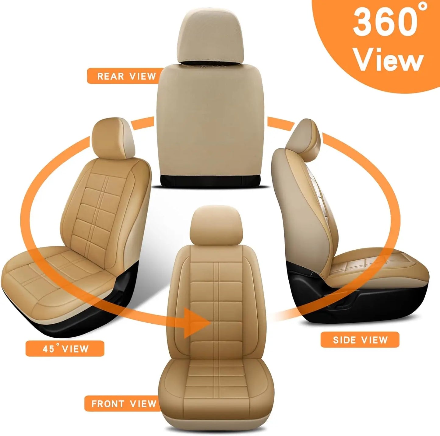 PU Leather Car Seat Covers Universal Fit Waterproof Breathable