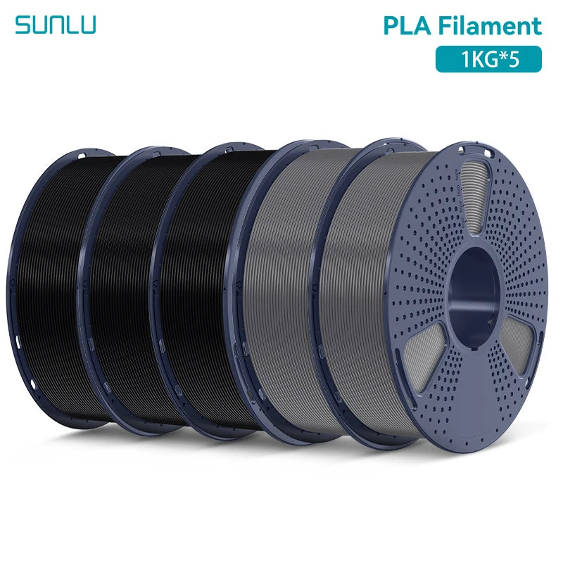 SUNLU 5KG PLA/ PLA Plus Filaments 5 Rolls 3D Filament 1KG/roll 1.75mm 100% Filament Lines Up Neatly For 3D Printing From EU US