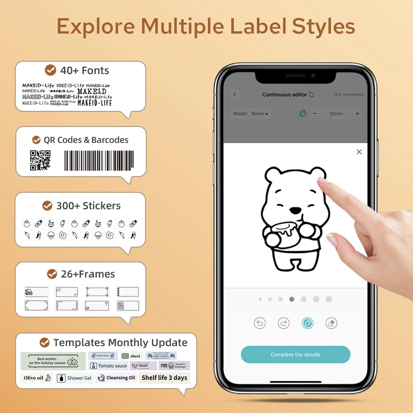 Makeid Label Maker Machine with Tape, S1 Pro Bluetooth LCD Display Labeler, One-Click Quick Print Inkless Magnetic Label Printer
