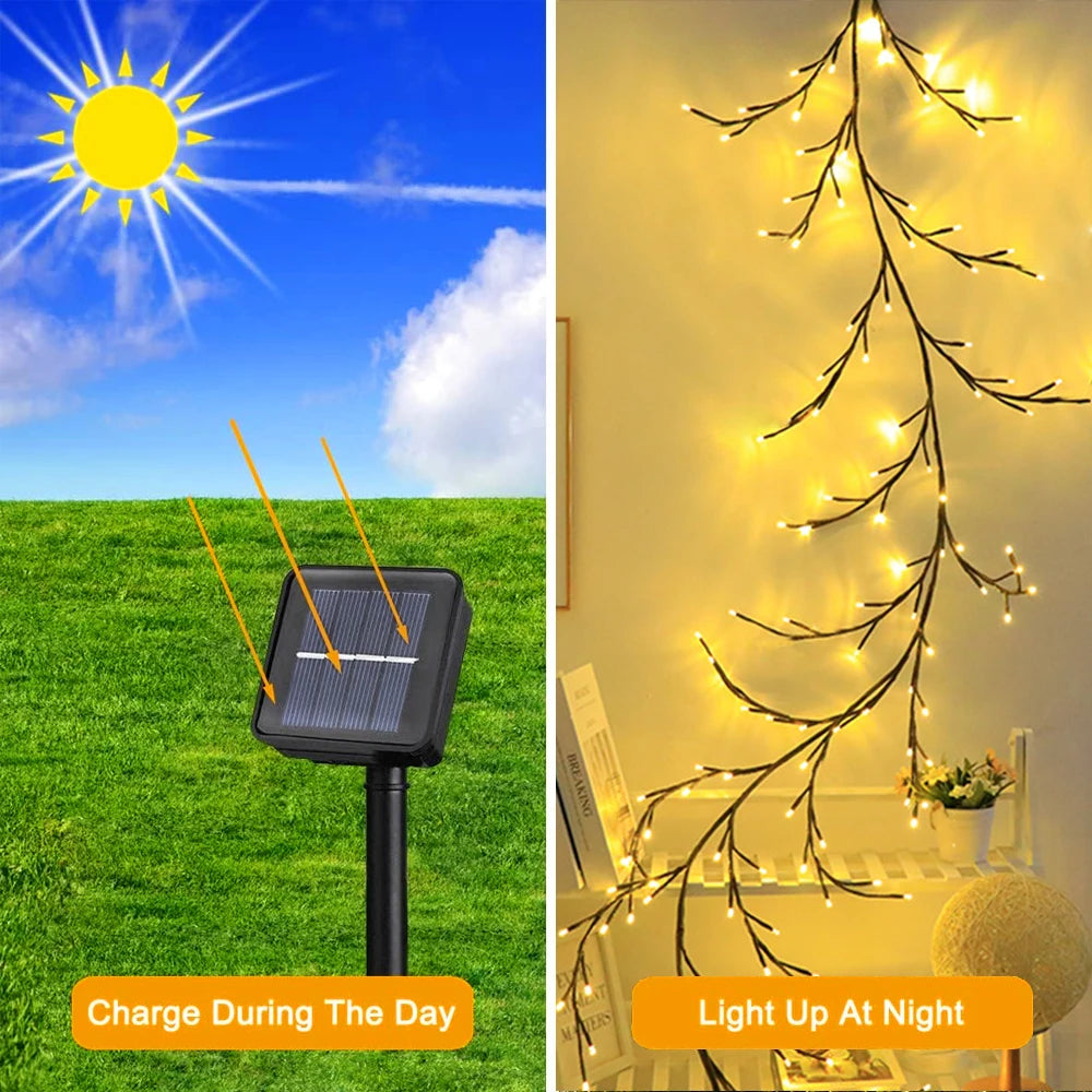 WELPUR Outdoor Solar String Lights Tree And Vine Lamp 96LED