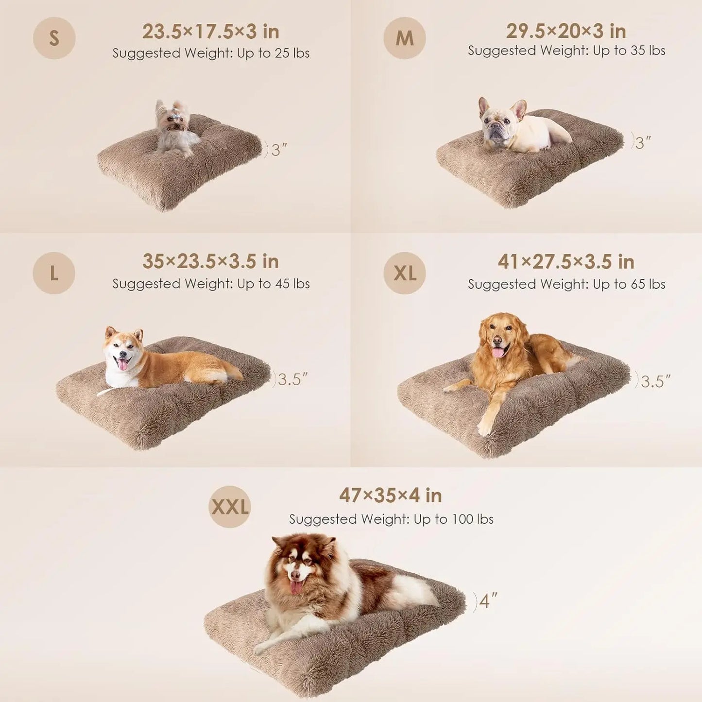 Plush Dog Bed Calming Anti Anxiety Washable Non Slip Mat