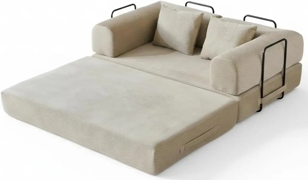 YQXHCN Folding Convertible Sofa Bed Corduroy Futon With Pull Out Sleeper