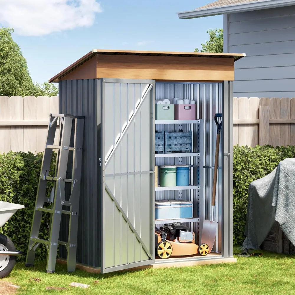 MultiUse Metal Garden Shed With Floor Frame And Lockable Doors