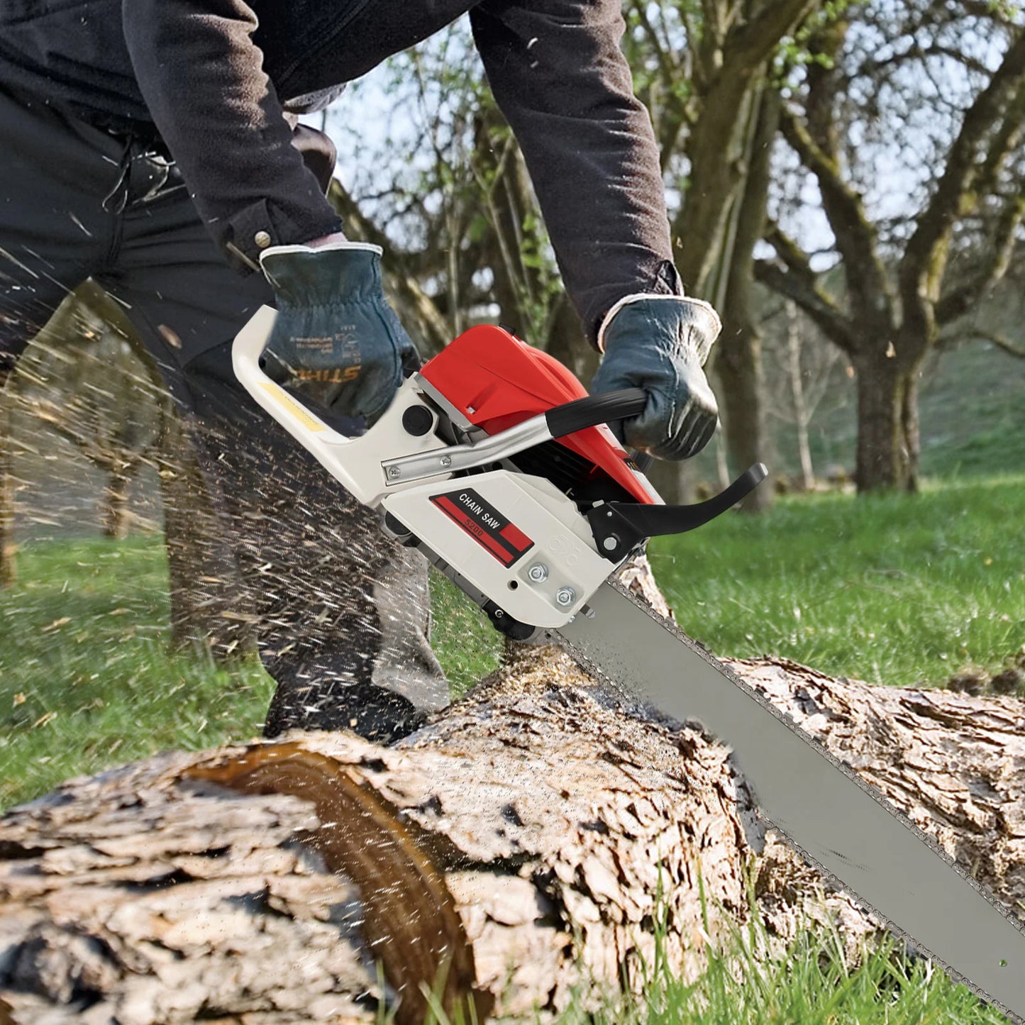 Gas Chainsaw 2 Stroke Engine Handheld Wood Cutting Tool