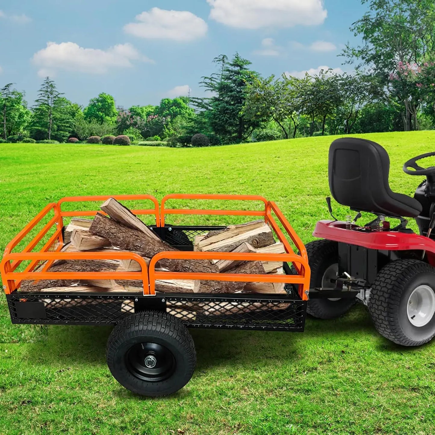 HiMISS ATV Trailer Garden Cart Wheels Utility Trailer For Tractors ATVs