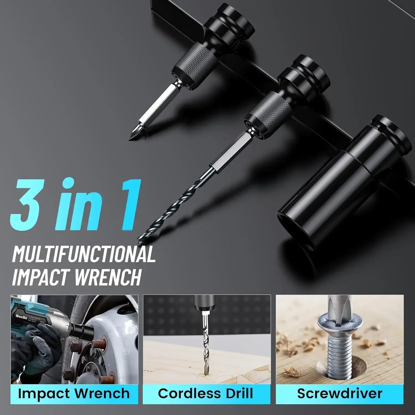 Seesii WH700 Cordless Brushless Impact Wrench Battery Included