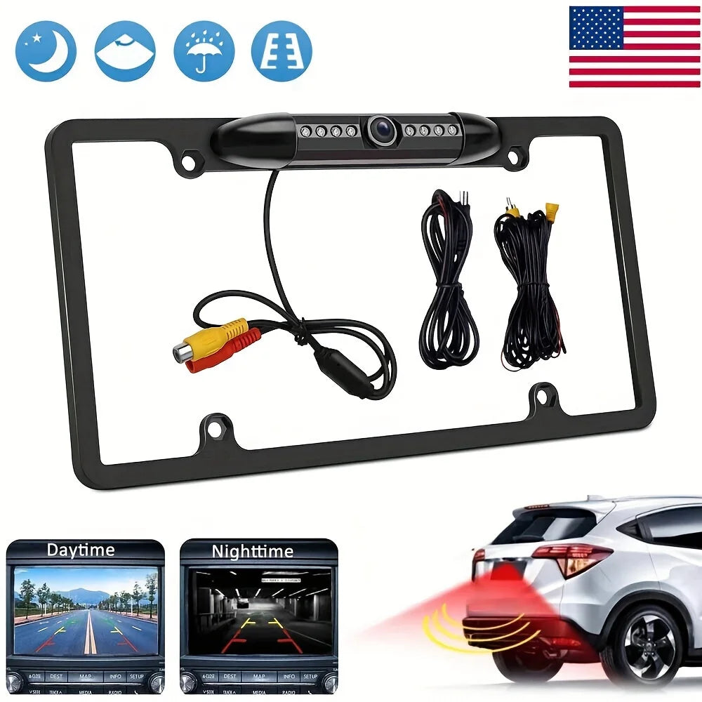 Bileeko US License Plate Frame With Rear View Backup Camera