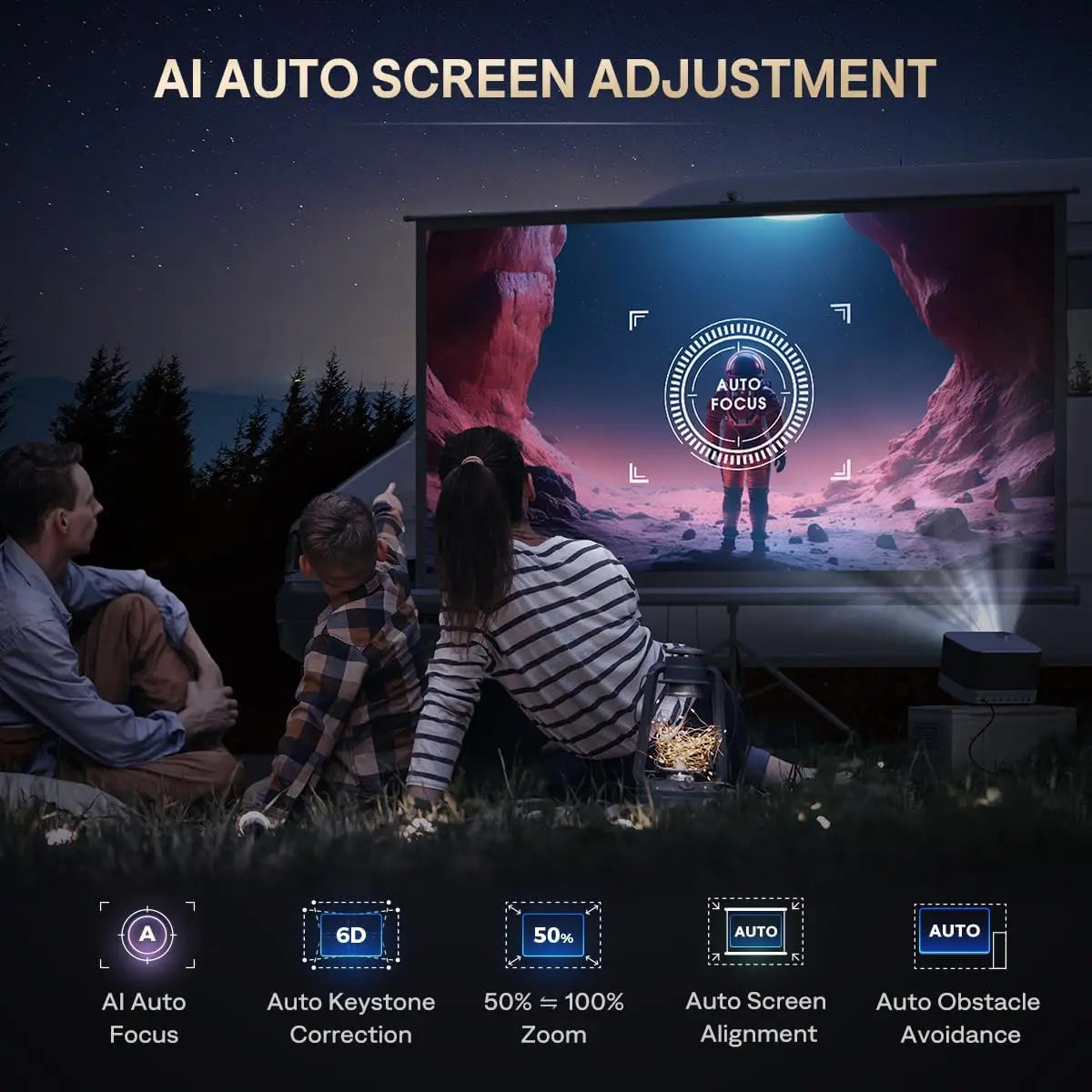 3 In 1 4K Smart Projector With WiFi Bluetooth Keystone