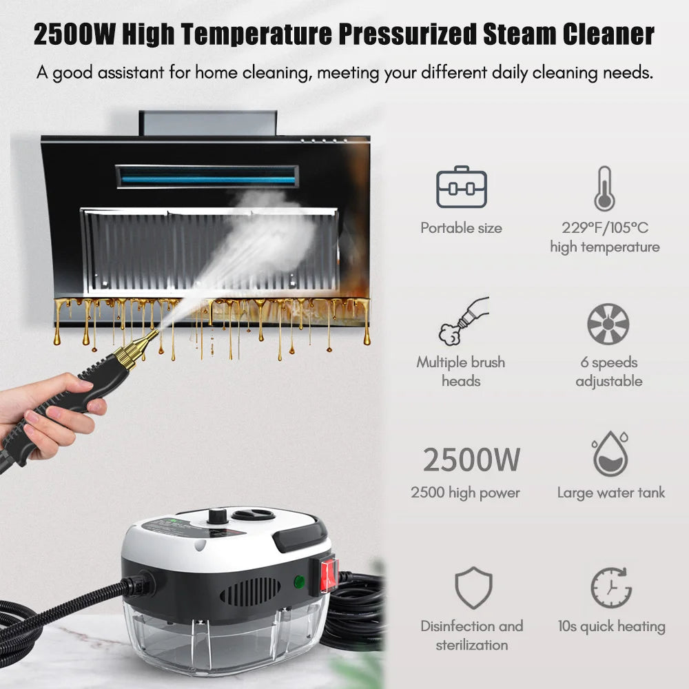 Romellar 1500W Portable Handheld Steam Cleaner High Temperature Pressurized