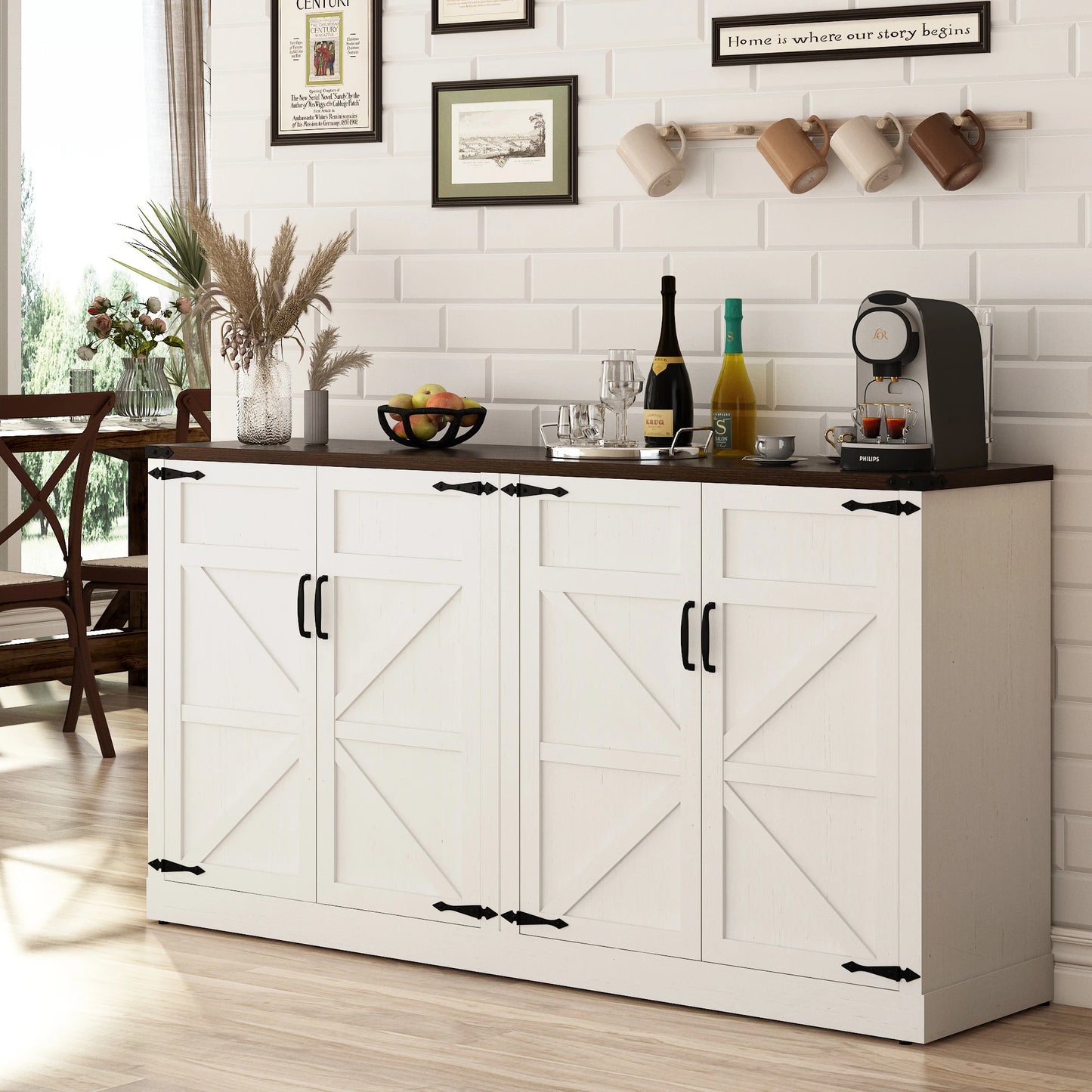 QiaoShiRen Sideboard Buffet Cabinet With Storage Modern Farmhouse