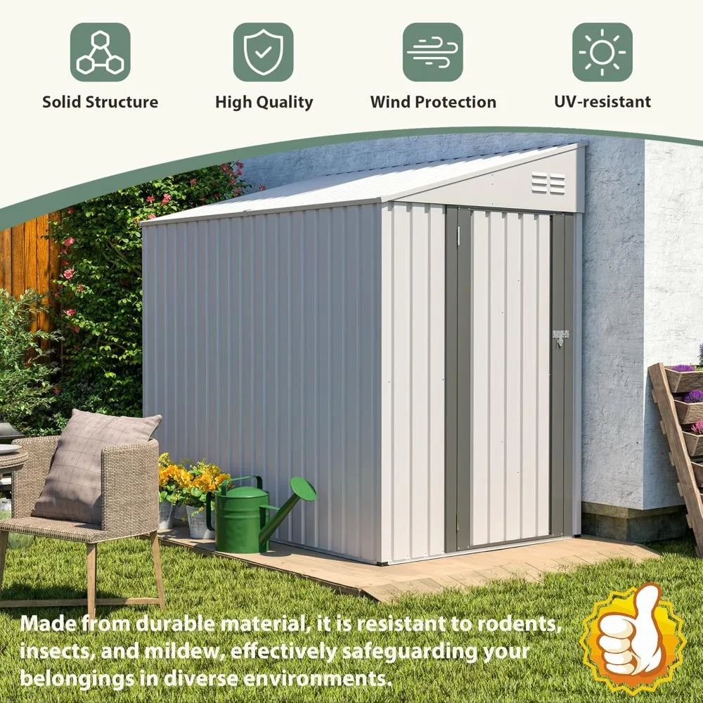 Lean To Storage Shed Outdoor Metal Tool Cabinet Lockable