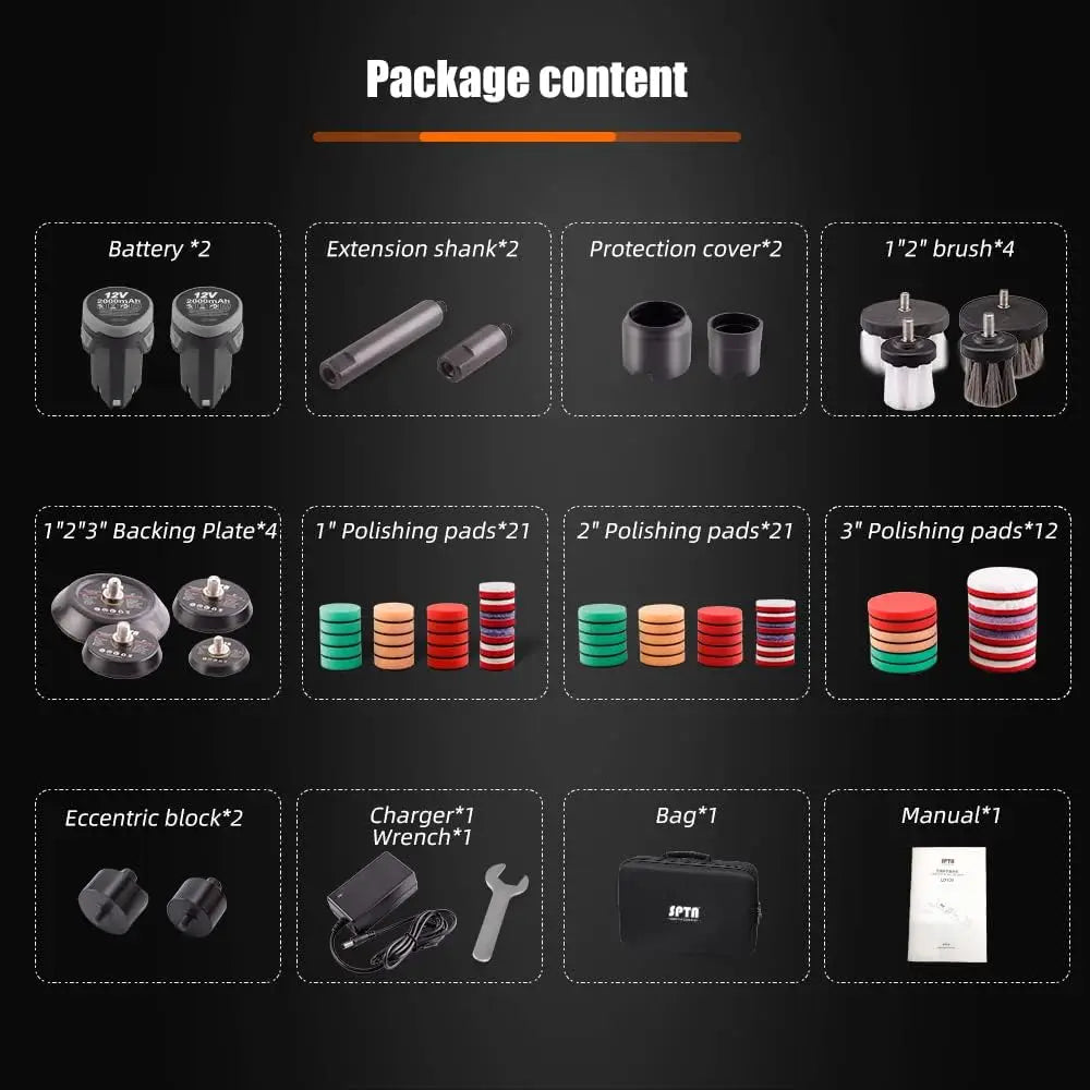 Cordless Mini Polisher 12V Rotary Dual Action Auto Detailing Kit