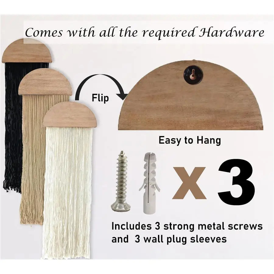 Macrame Wall Hanging Set Boho Tapestry Geometric Art Decor 3 Piece