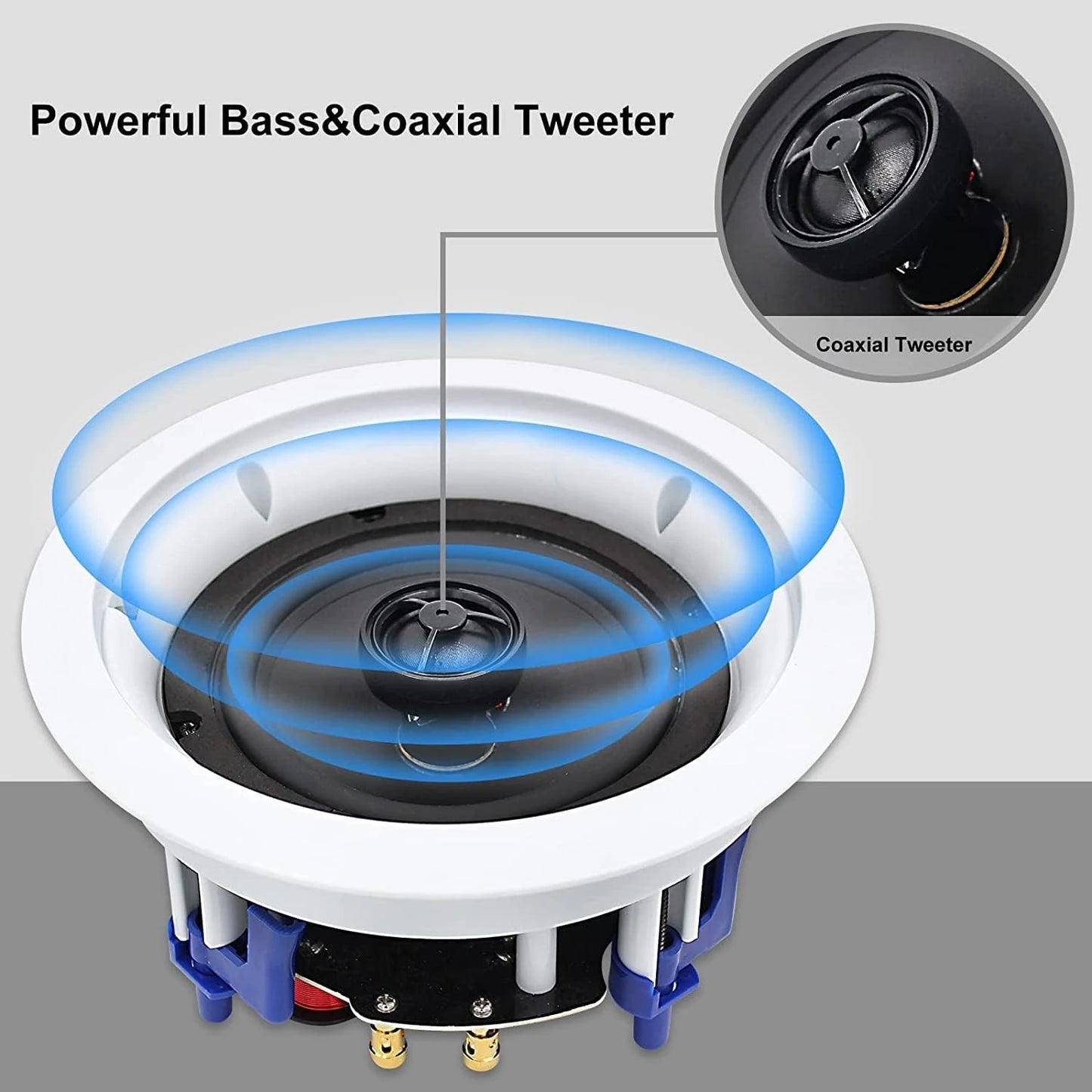 Herdio 5.25” 4PCS Flush Mount Bluetooth Ceiling Speaker System Max Power 600W Great For Humid Indoor Outdoor Kitchen Bedroom