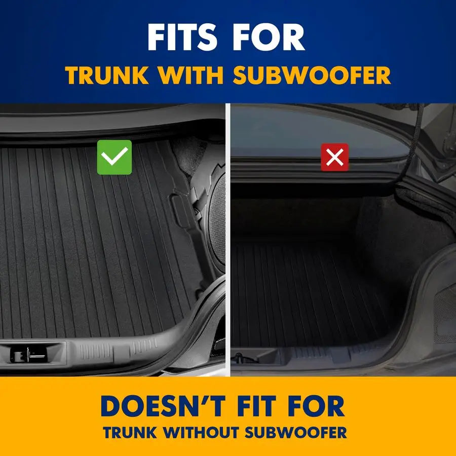 XMSJ Mustang Cargo Liner Custom Fit With Subwoofer Protection Mat
