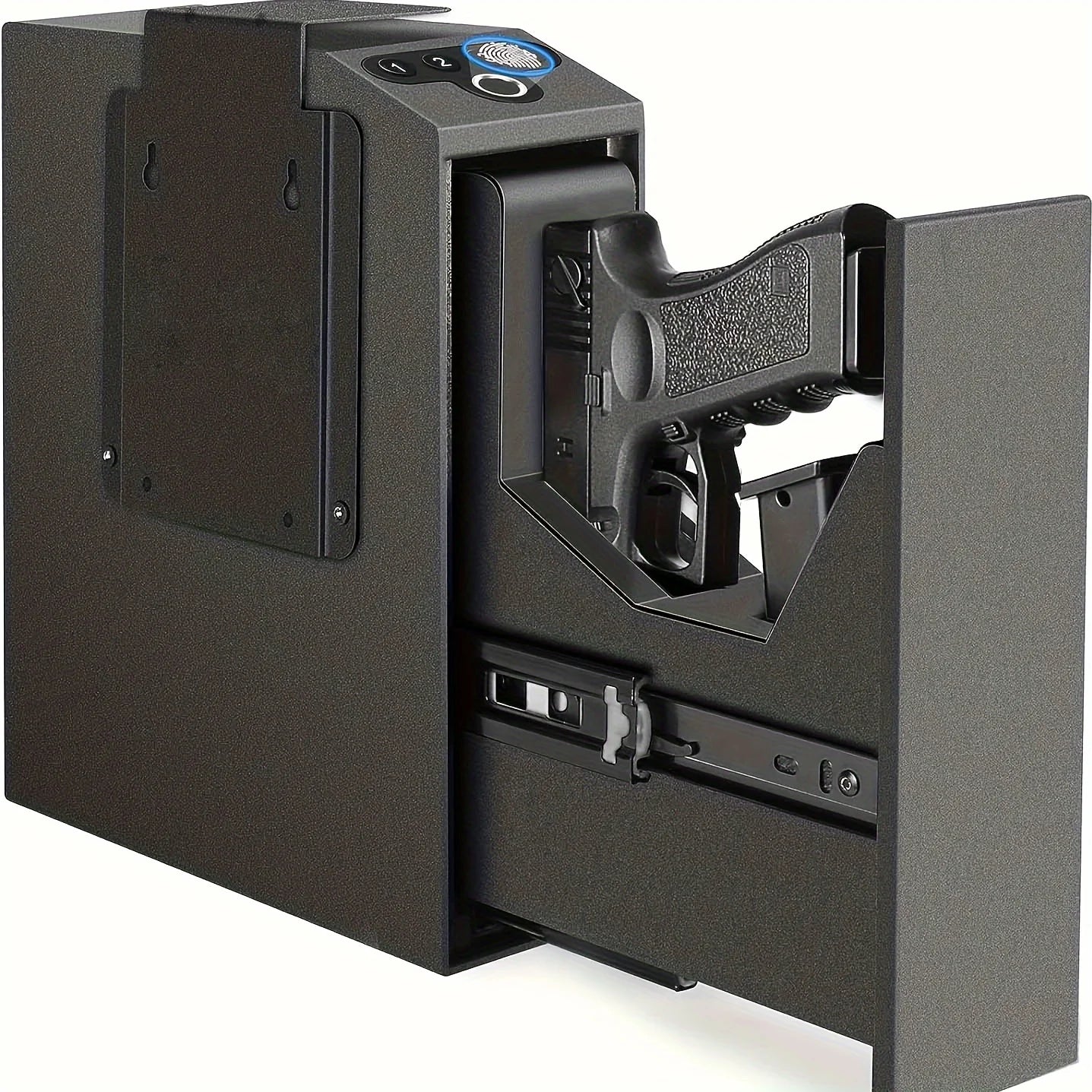 Biometric Fingerprint Handgun Safe With Auto Sliding Door For Nightstand