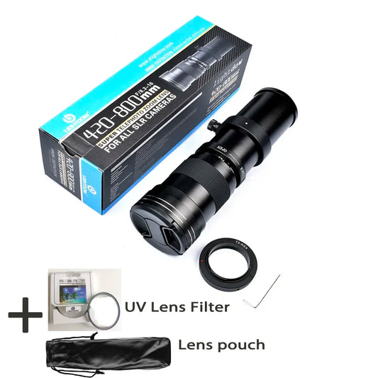 Lightdow Telephoto Zoom Lens 420-800mm F8.3-16 Manual Focus Lens With 67mm UV filter RU USA ES Overseas Warehouse Delivery
