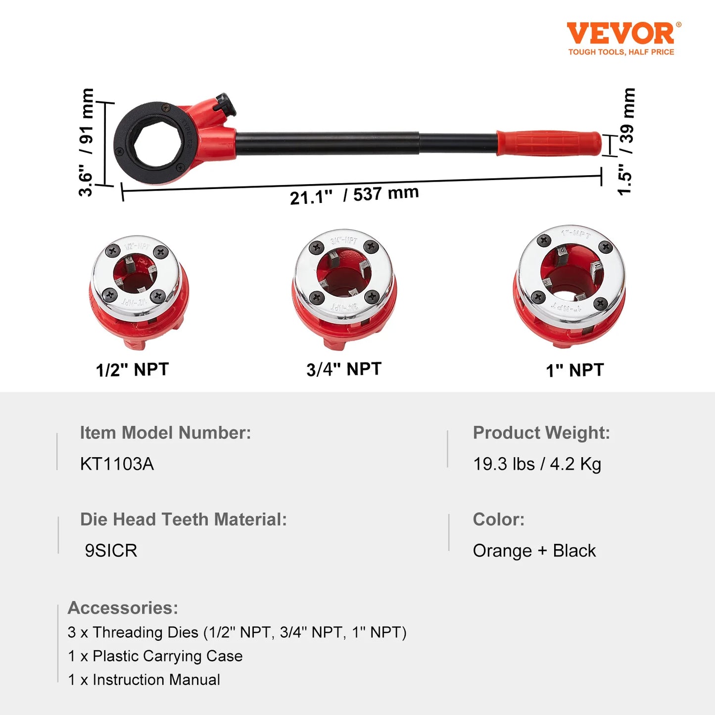 SucceBuy Pipe Threader Kit NPT Manual Ratcheting Tool Set