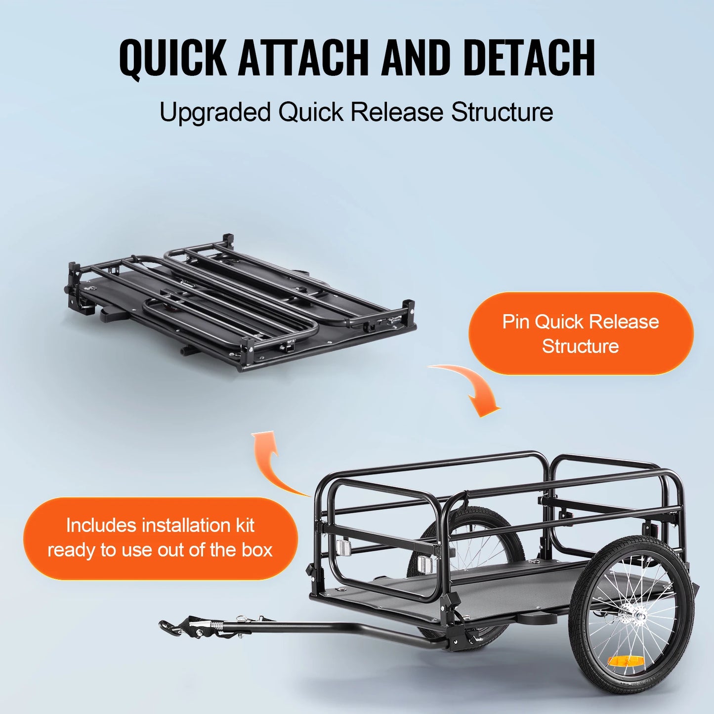 Foldable Bike Cargo Trailer for Hauling Gear