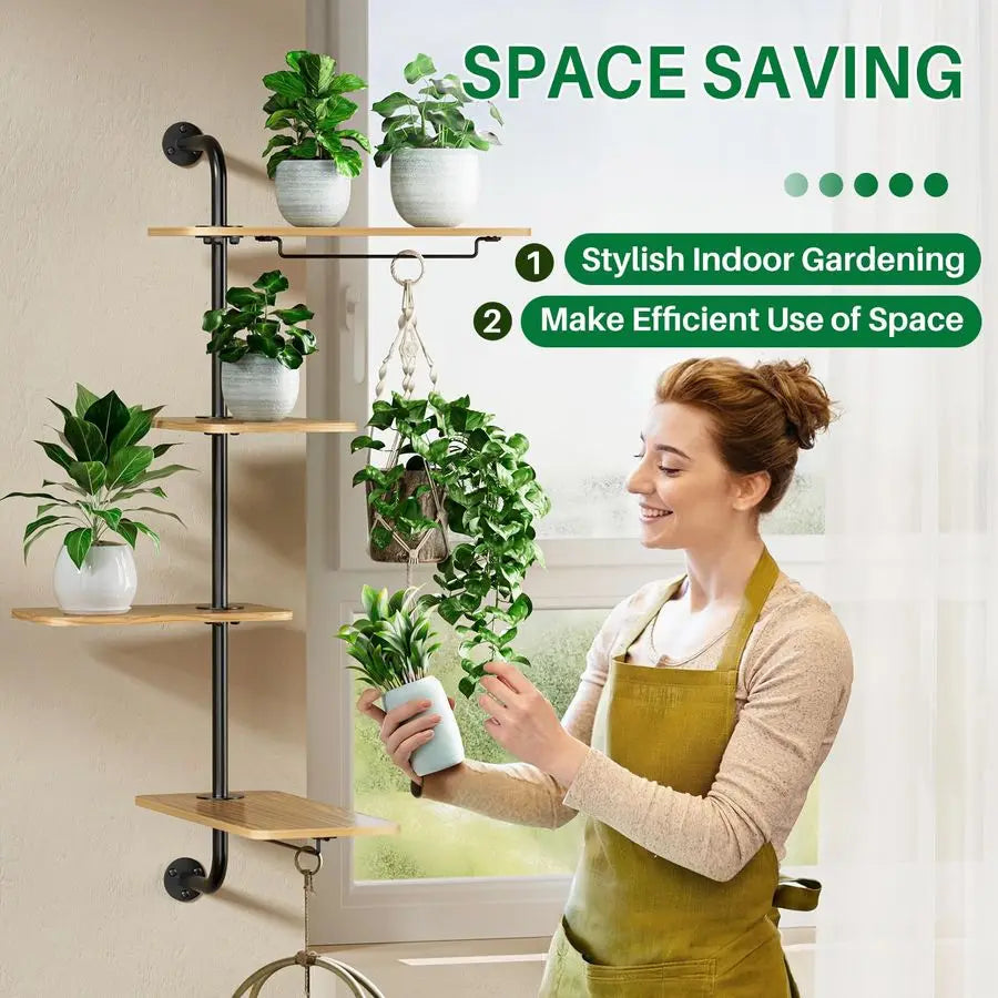 Rotating Window Plant Shelf 4 Tier Wall Mounted Indoor