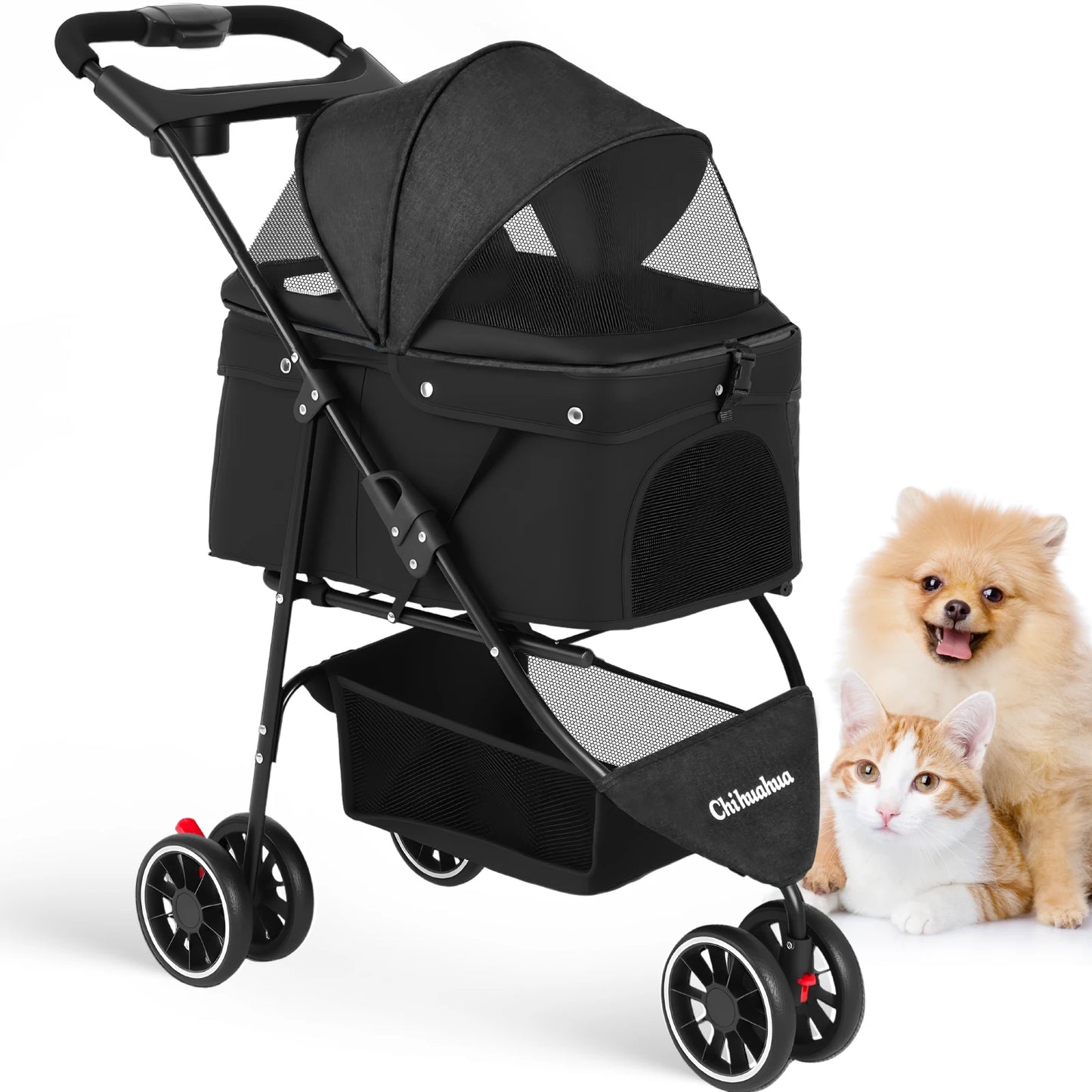 Chihuahua Dog Stroller Foldable With Universal Wheels For Travel