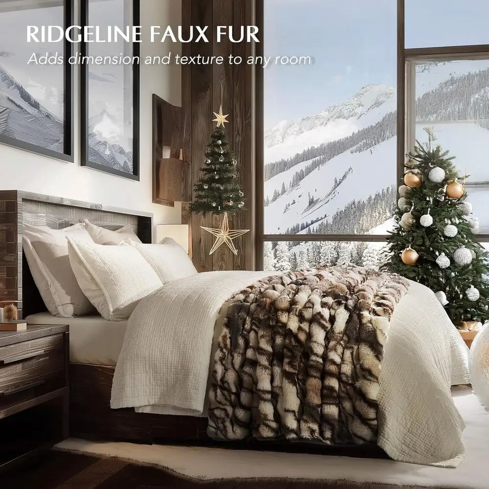 Luxurious Faux Rabbit Fur Blanket Throw for Bed or Couch
