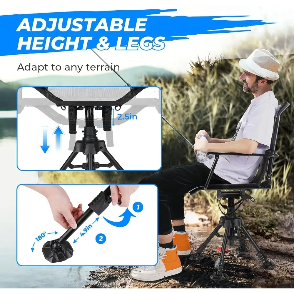 360 Degree Silent Swivel Hunting Chair Portable Folding Adjustable Height