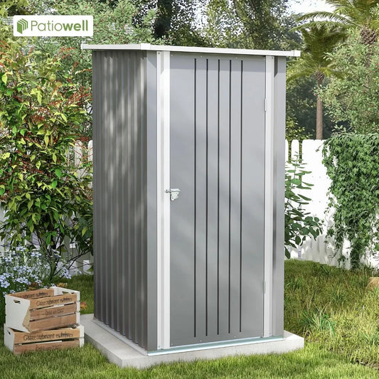 Outdoor Garden Storage Shed With Sloped Roof And Lockable Door