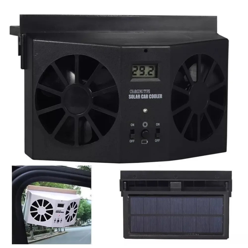 Solar Powered Car Cooling Fan For Auto Window Ventilation