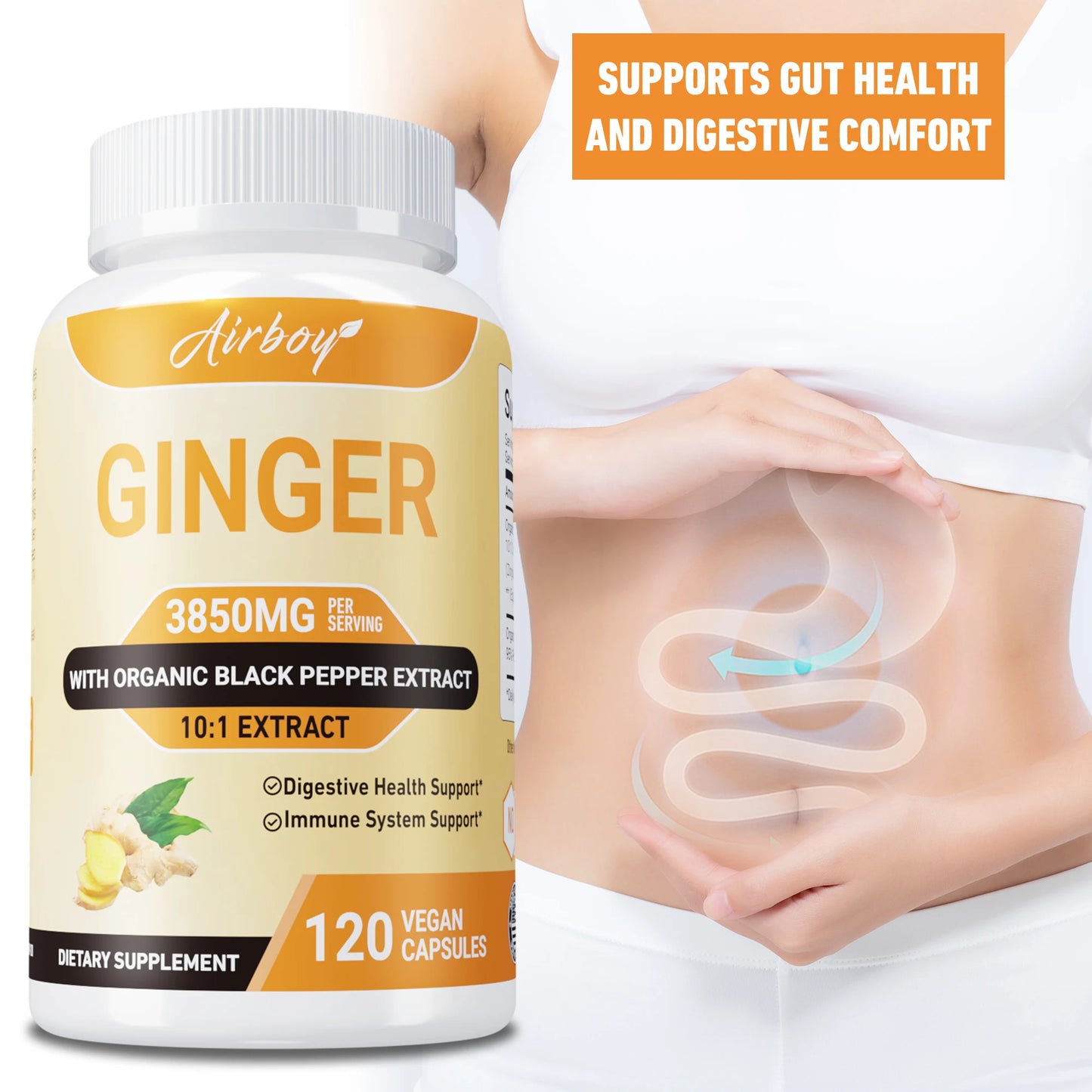 Airboy Ginger 3850MG Supplement Supports Immune System Digestion And Performance