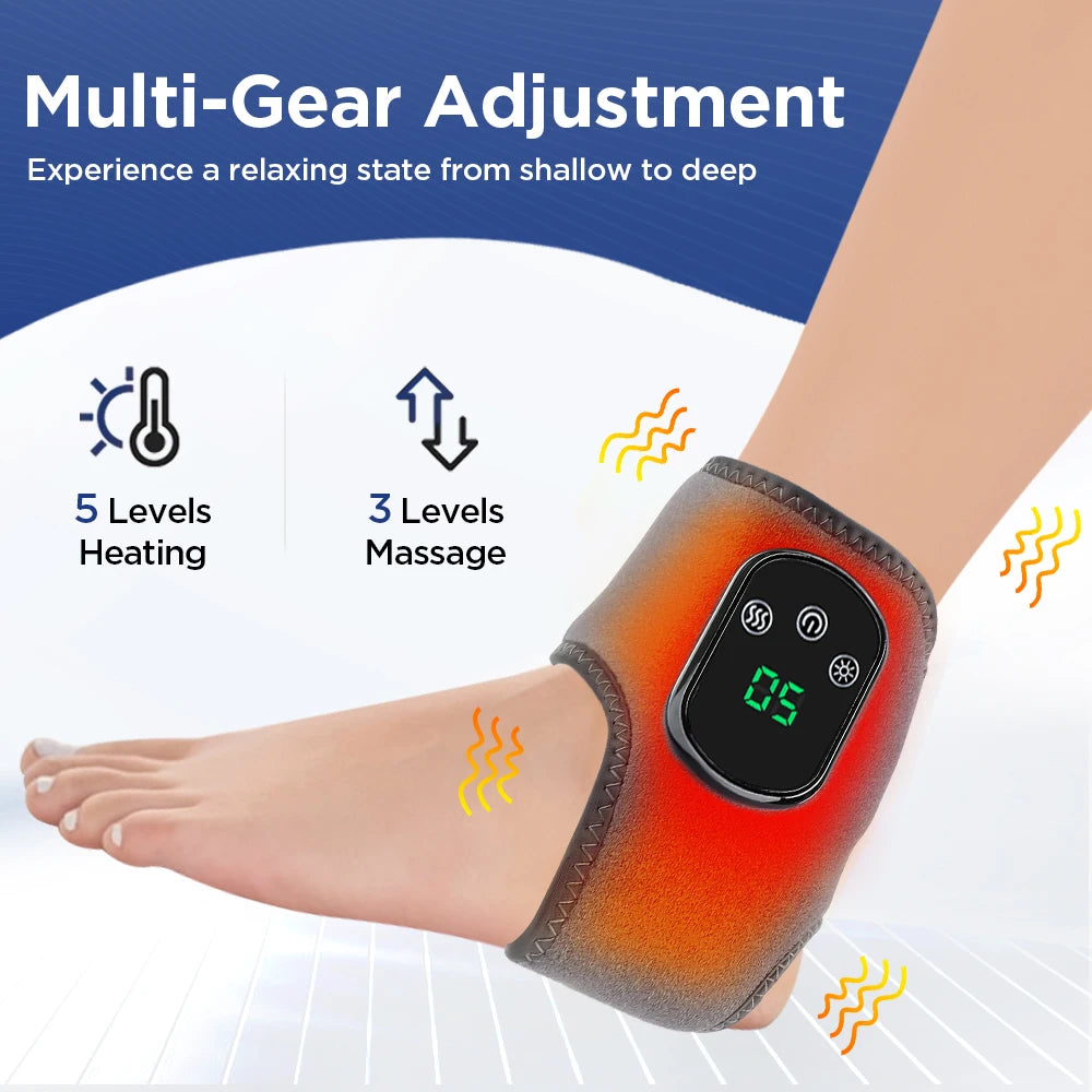 US UK Stock Rechargeable Electric Heating Ankle Brace Massager Hot Compress And Vibration Massage for Foot Muscle Relaxation