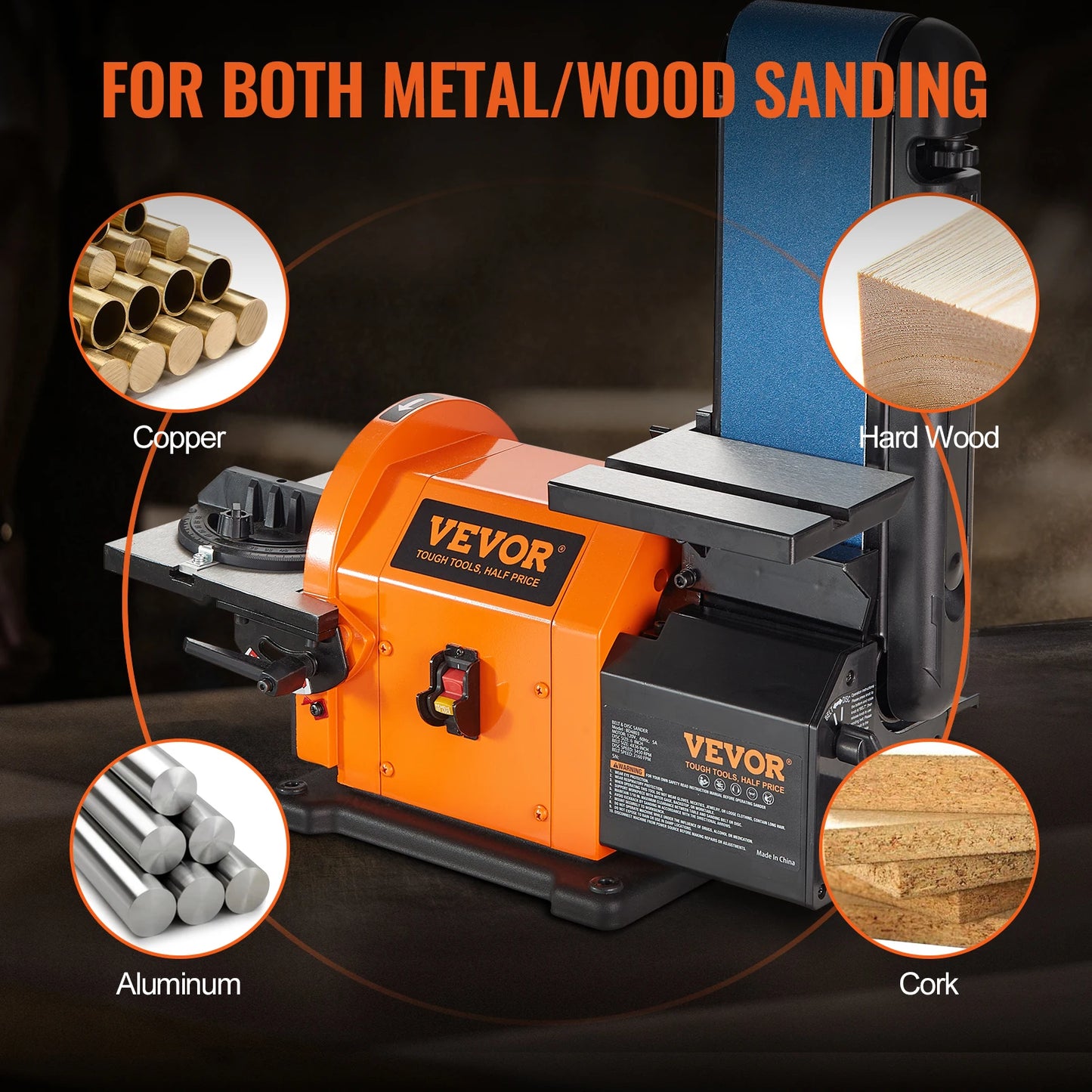 SucceBuy Belt Disc Sander Combo With 5A Induction Motor Woodworking Grinder