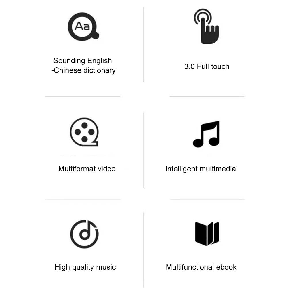 APWIKOGER HiFi MP3 MP4 Player With Full Touch Screen Bluetooth FM Ebook Recorder