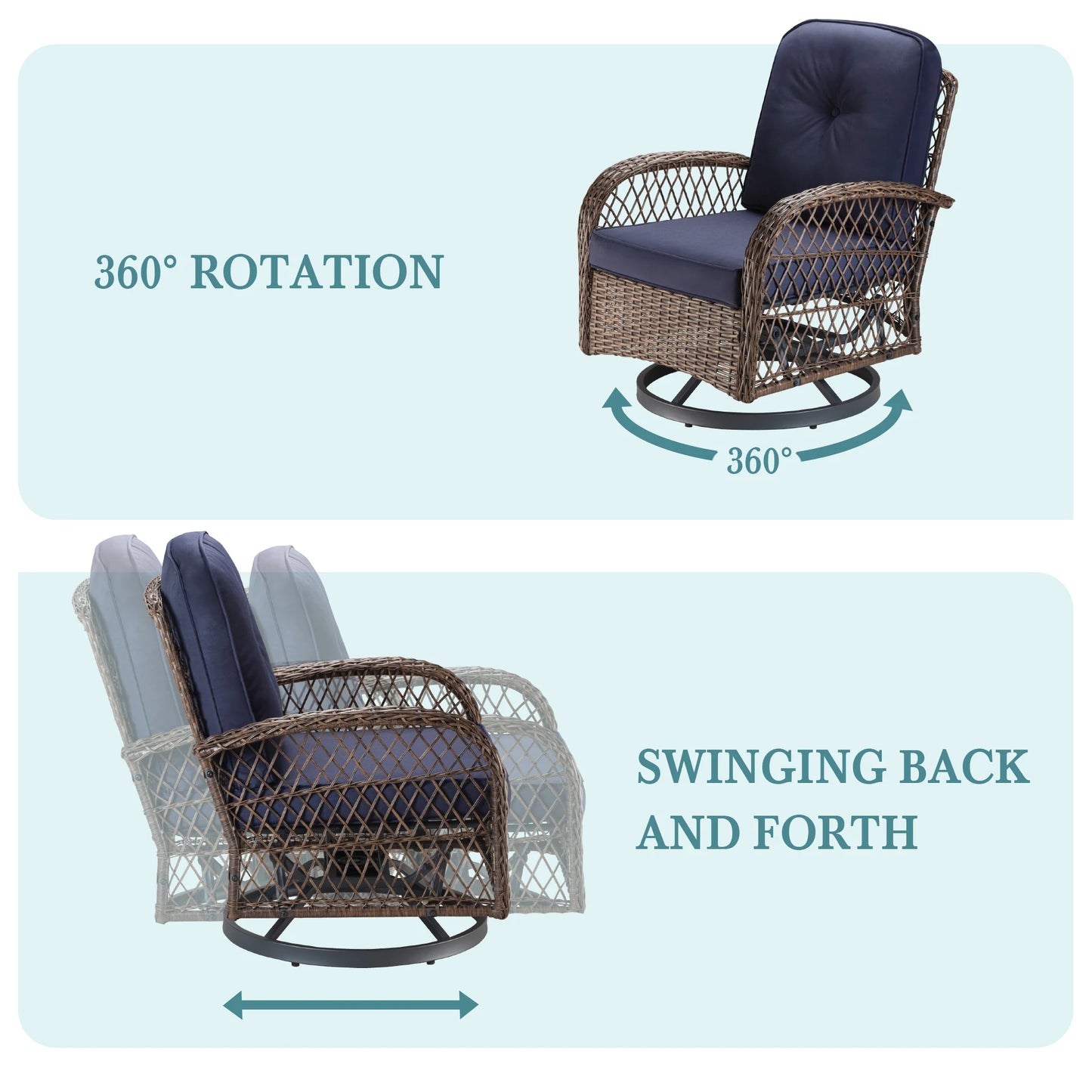 HOOMIC 3 Piece Outdoor Patio Bistro Set Cushioned Chairs