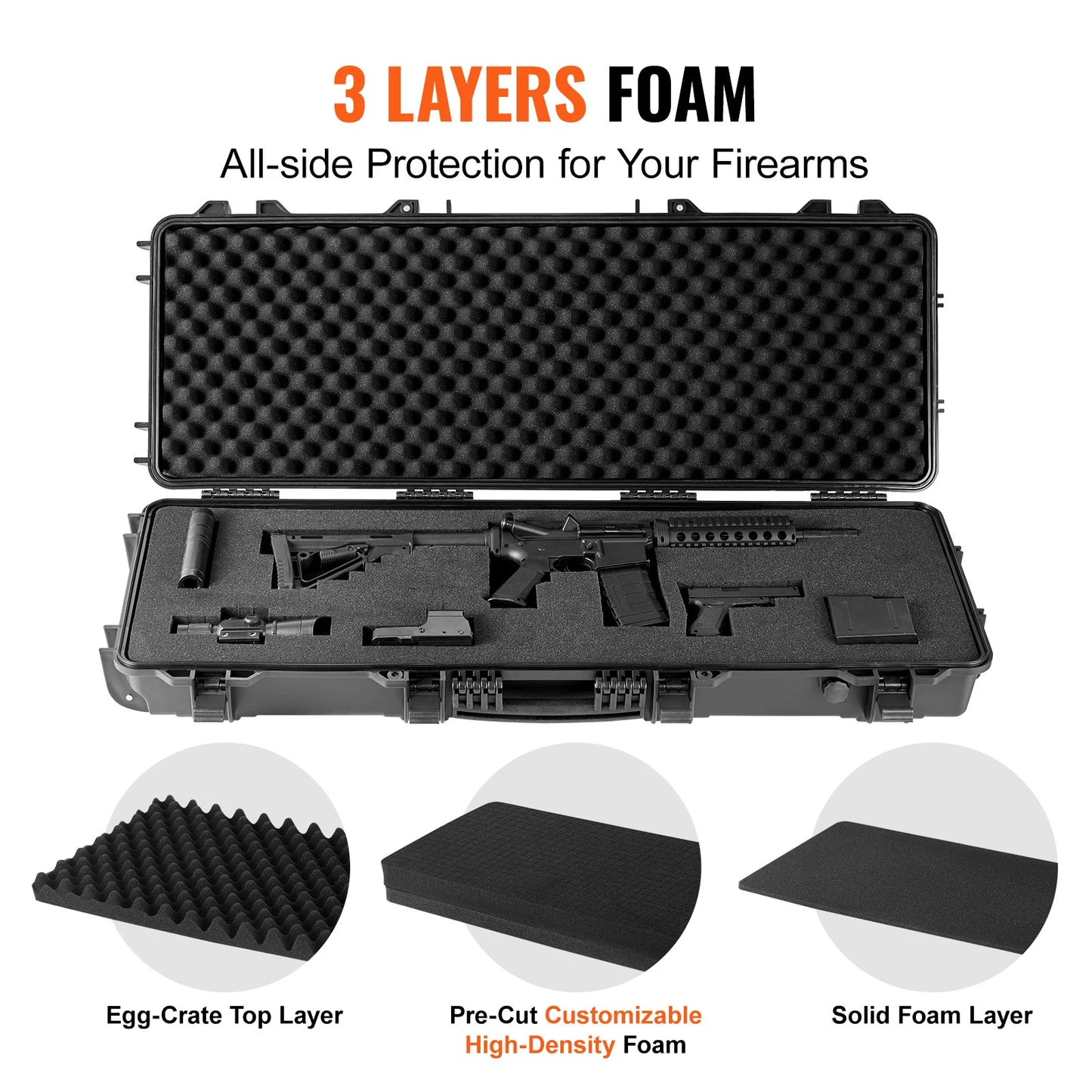 SucceBuy Rifle Long Gun Case Portable Waterproof Shockproof