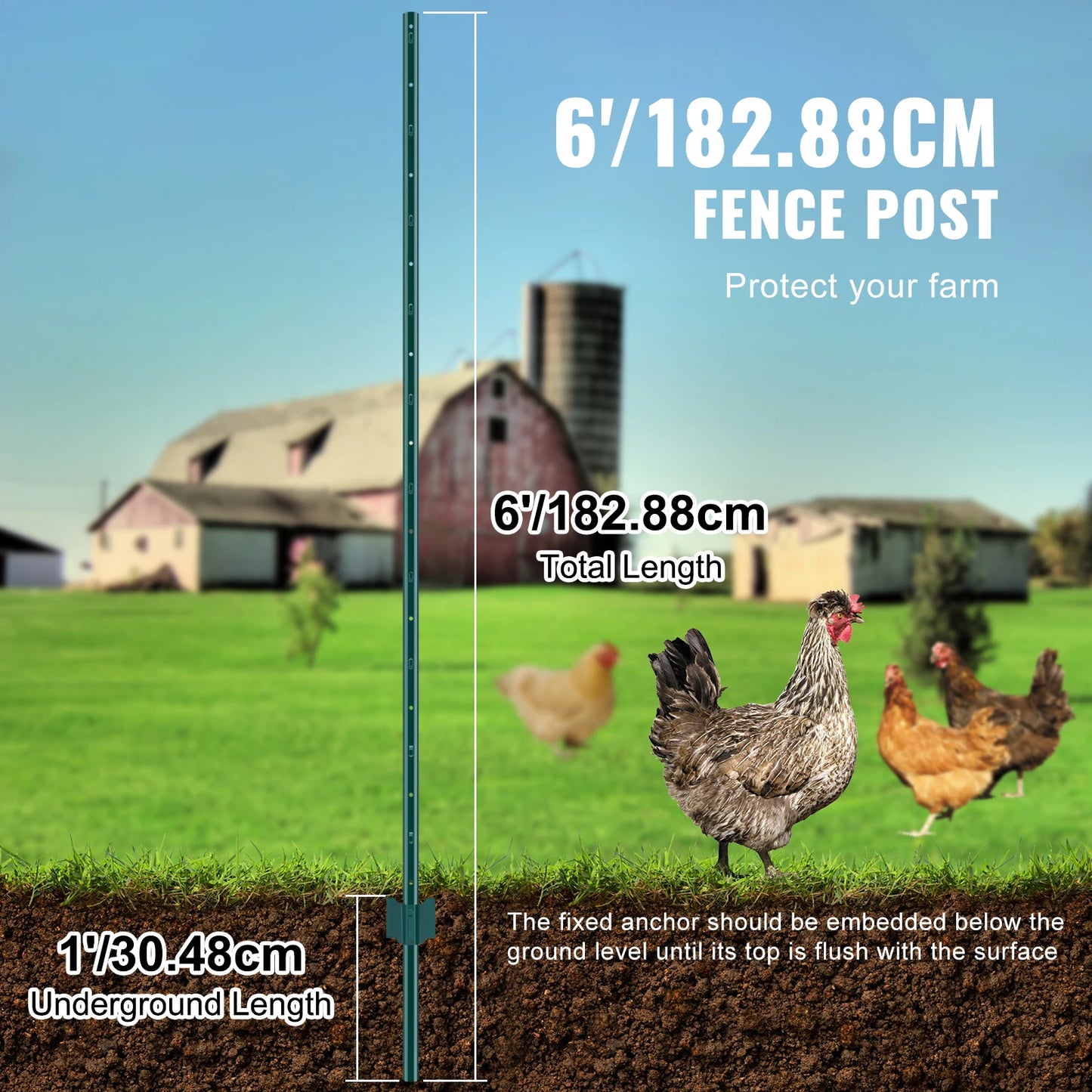 SucceBuy Heavy Duty Metal Fence Post T-Post For Garden Yard Fence
