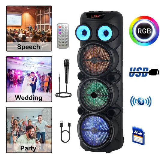 4000W Portable Bluetooth Speaker 3*8"Subwoofer Heavy Bass Sound System Party karaoke for Wireless Boombox Loud Speaker