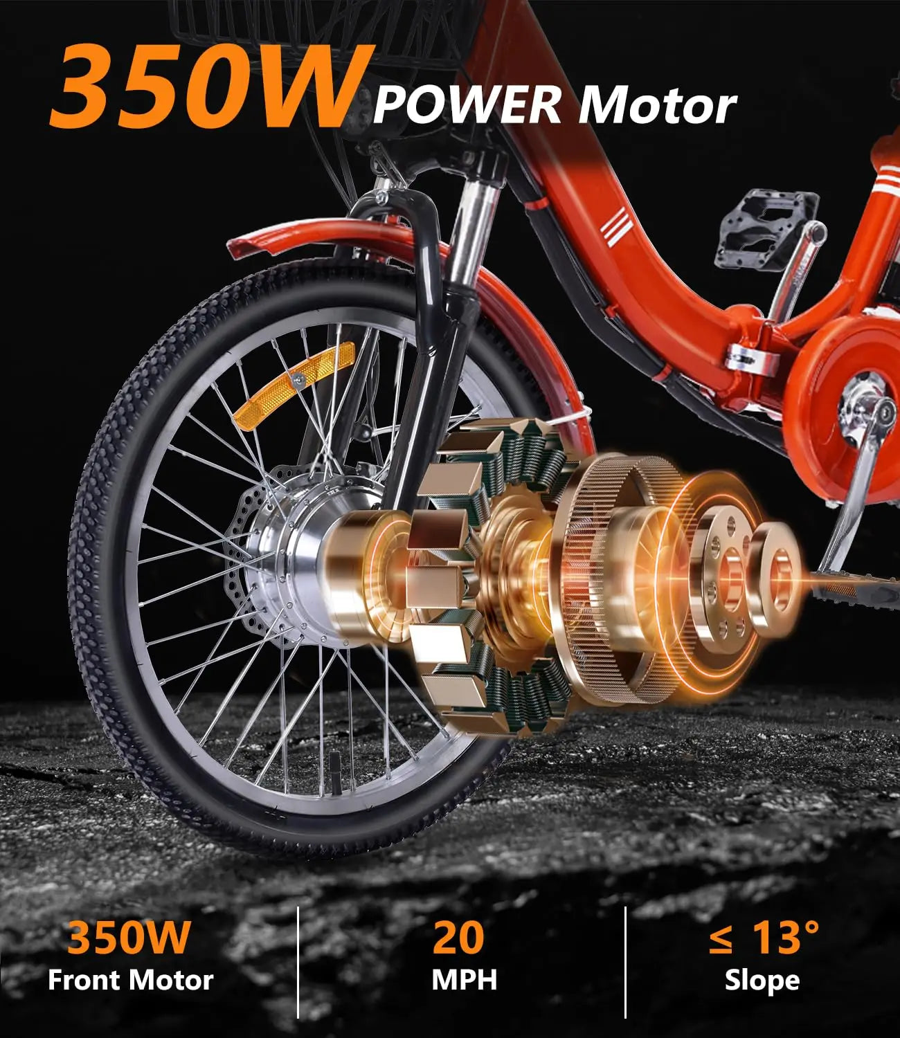 Folding 48V 13Ah Electric Tricycle for Adults With Passenger Seat