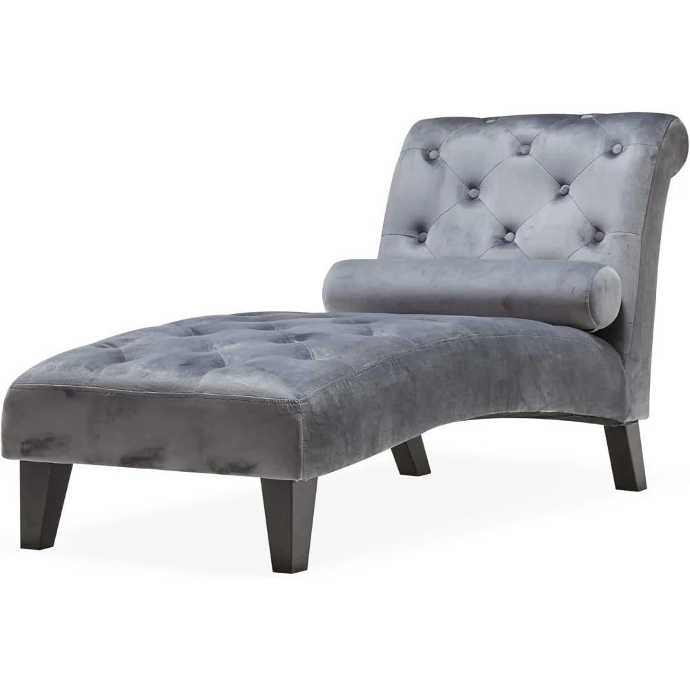 Upholstered Chaise Lounge Chair Indoor Modern Sofa Button Tufted Back