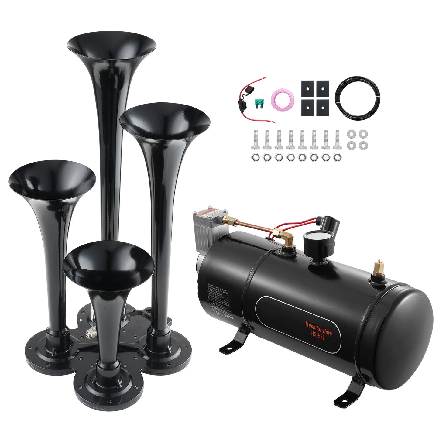SucceBuy Train Horns Kit 4 Trumpets 150dB Air Horn System