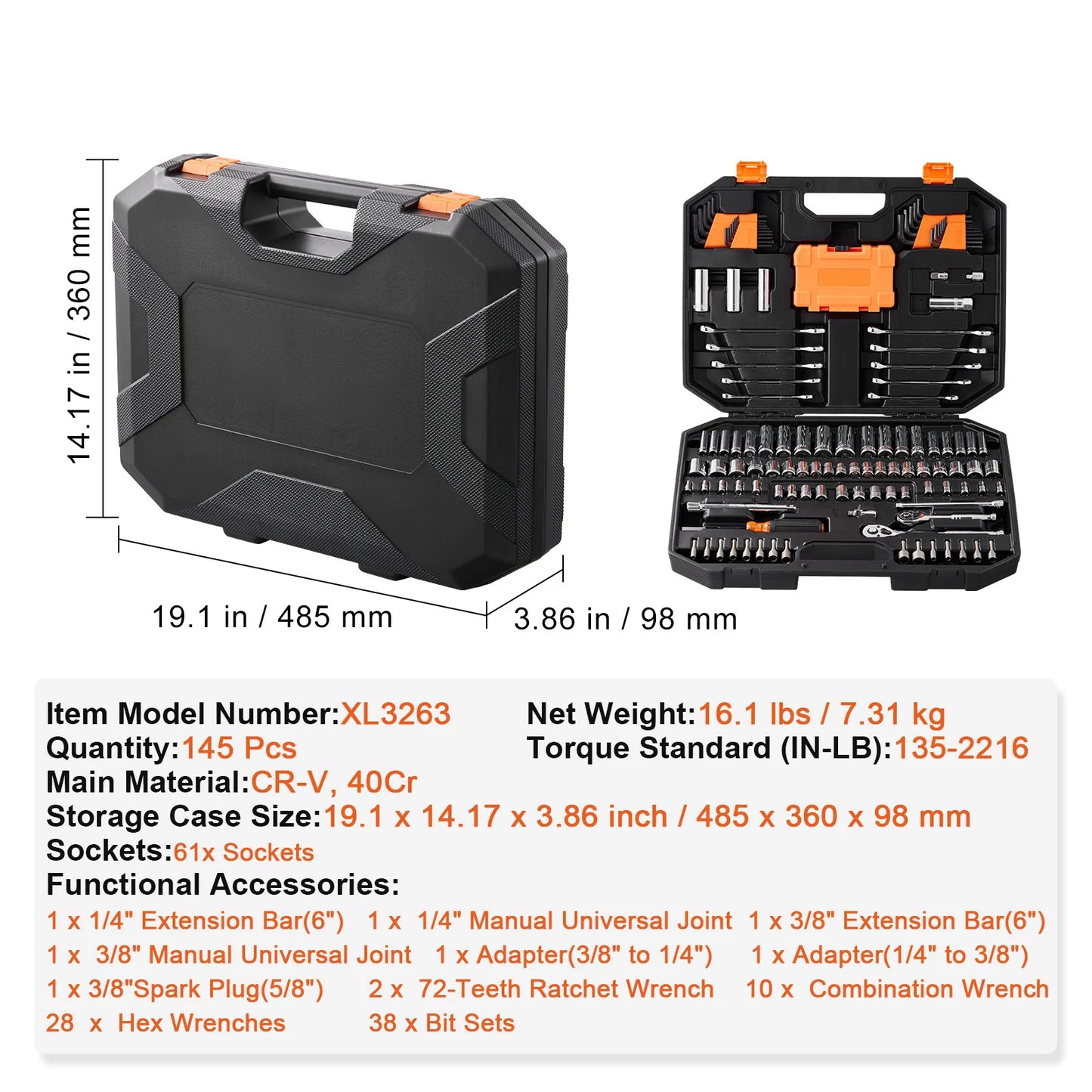 SucceBuy Mechanics Tool Set With Deep Sockets 450 Pieces