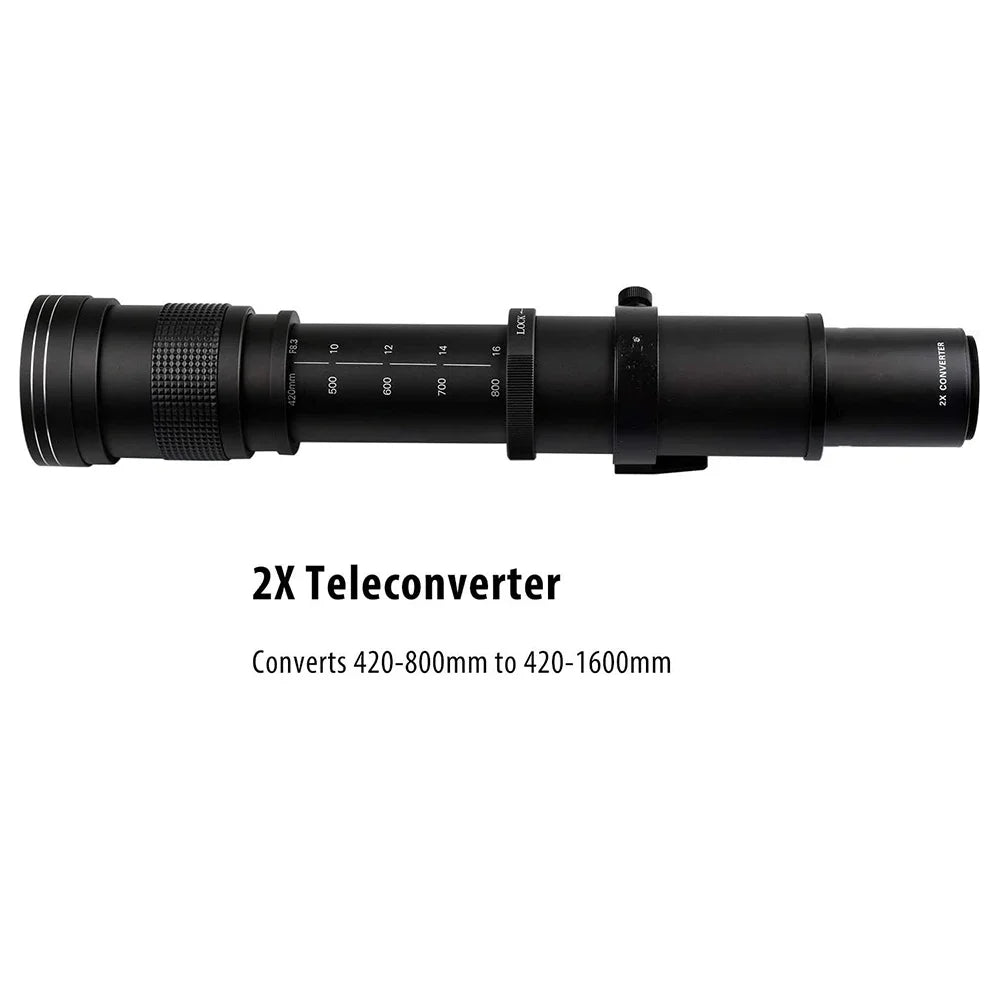 Lightdow 420-800mm F8.3 Manual Zoom Telephoto Lens With 2x Teleconverter