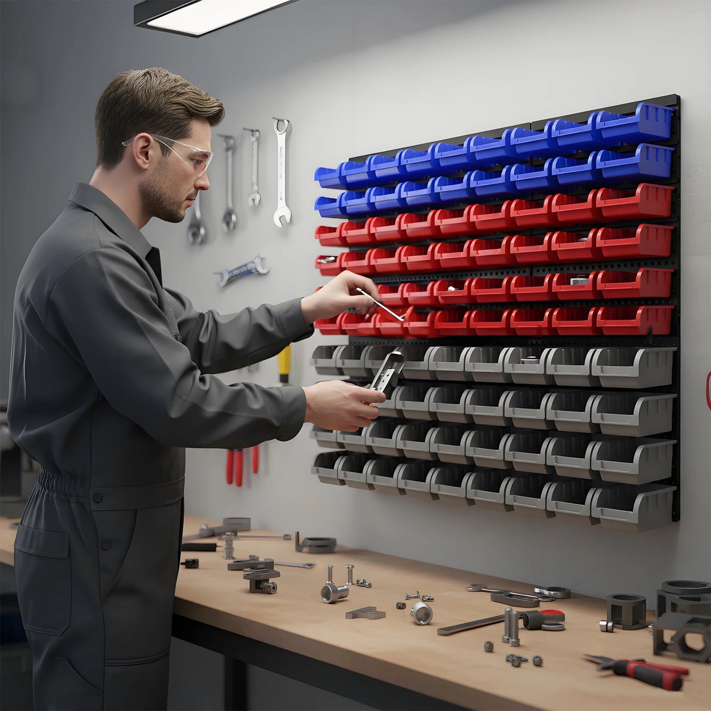 NONECN Wall Mounted Tool Organizer System for Screws and Nuts