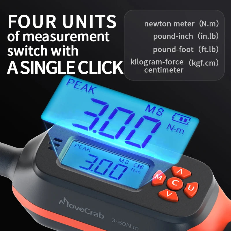 MoveCrab Digital Torque Wrench 1-340 Nm With 2 Percent Accuracy